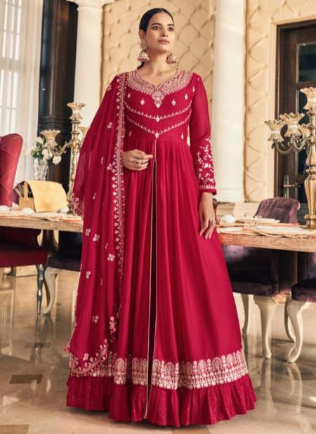 Red Colour FIONA SACHI 1 Heavy Wedding Wear Long Anarkali Salwar Suit Collection 51011